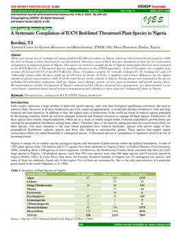A Systematic Compilation of IUCN Red-Listed Threatened Plant Species in Nigeria