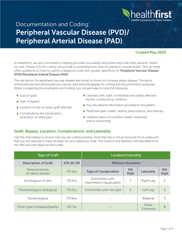 Documentationand Coding Tips: Peripheral Vascular Disease