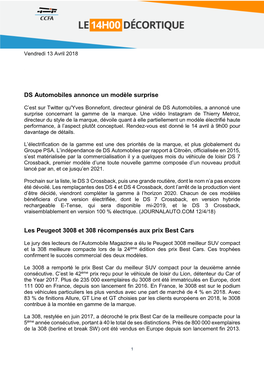 DS Automobiles Annonce Un Modèle Surprise Les Peugeot 3008 Et 308