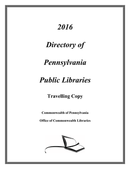 2016 Directory of Pennsylvania Public Libraries
