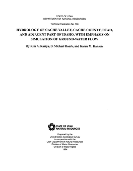 Hydrology of Cache Valley, Cache County, Utah, and Adjacent Part of Idaho, with Emphasis on Simulation of Ground-Water Flow