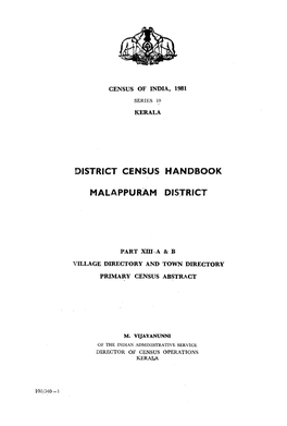 District Census Handbook, Malappuram, Part XIII a & B, Series