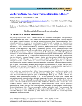 Voelker on Gura, 'American Transcendentalism: a History'