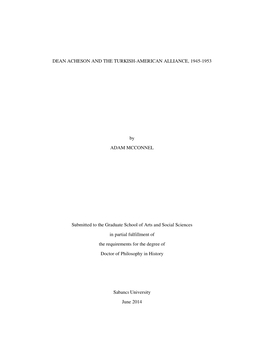 Dean Acheson and the Turkish-American Alliance, 1945-1953