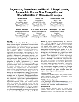 A Deep Learning Approach to Human Stool Recognition And