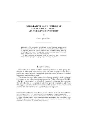 Formulating Basic Notions of Finite Group Theory Via the Lifting Property