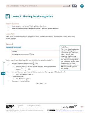 Lesson 8: the Long Division Algorithm