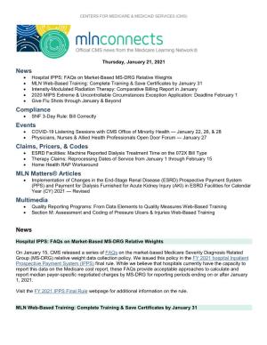 MLN Connects for Thursday, January 21, 2021