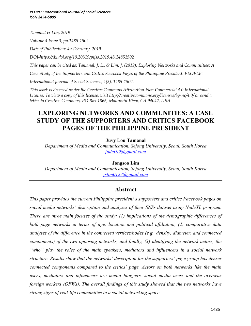 Exploring Networks and Communities: a Case Study of the Supporters and Critics Facebook Pages of the Philippine President