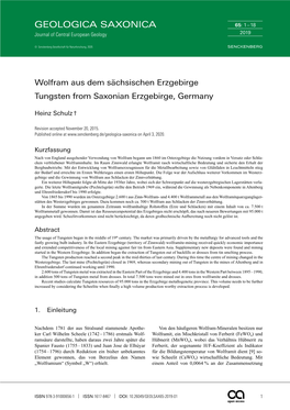 Wolfram Aus Dem Sächsischen Erzgebirge / Tungsten From
