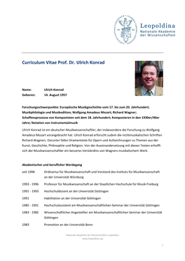 Curriculum Vitae Prof. Dr. Ulrich Konrad