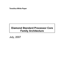 Diamond Standard Processor Core Family Architecture
