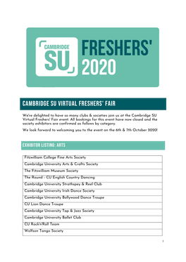 Cambridge SU Virtual Freshers' Fair Event