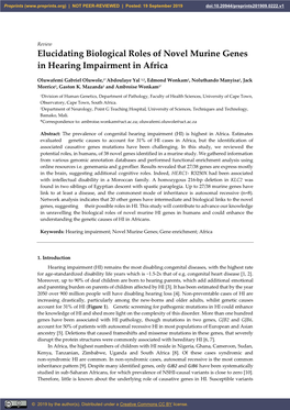 Elucidating Biological Roles of Novel Murine Genes in Hearing Impairment in Africa