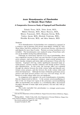 Acute Hemodynamics of Pimobendan in Chronic Heart Failure SUMMARY