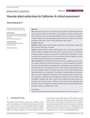 Vascular Plant Extinctions in California: a Critical Assessment