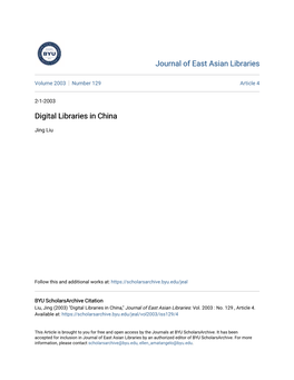 Digital Libraries in China