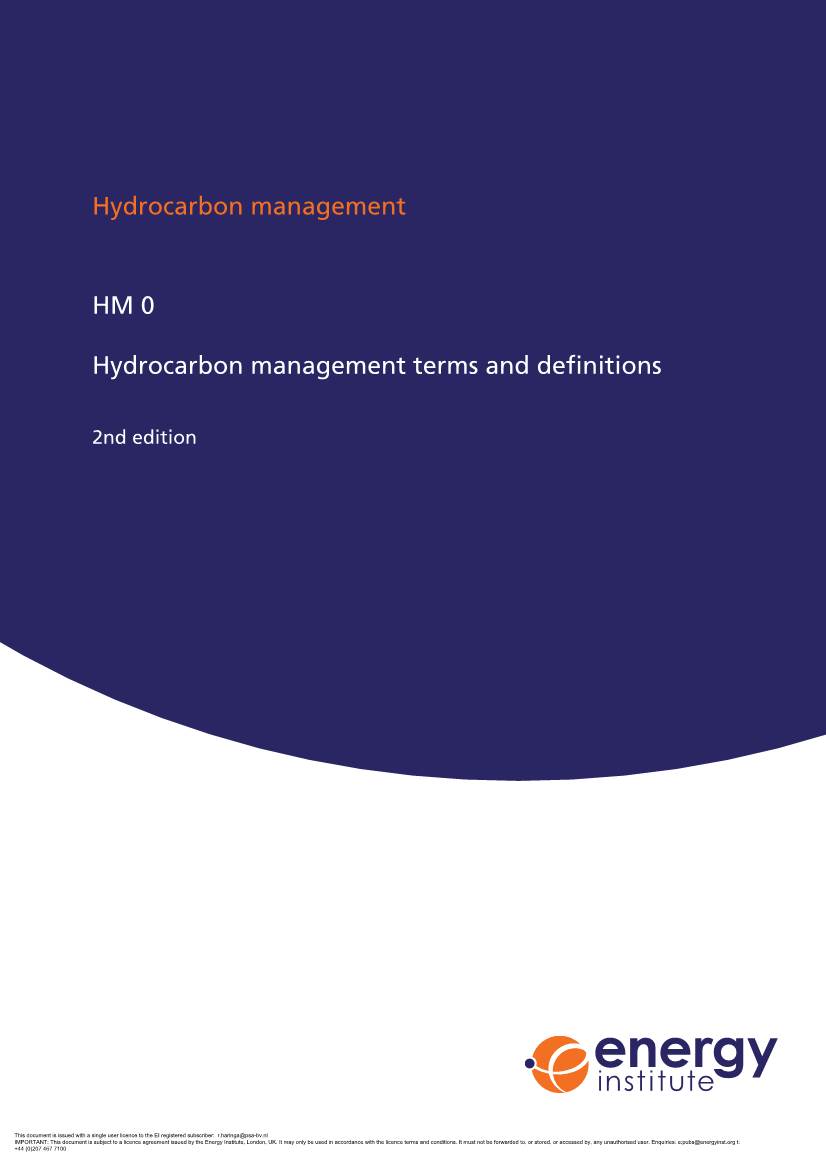 Hydrocarbon Management HM 0 Hydrocarbon Management Terms and Definitions