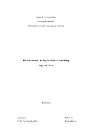 The Treatment of Setting Novels by Arthur Hailey Diploma Thesis
