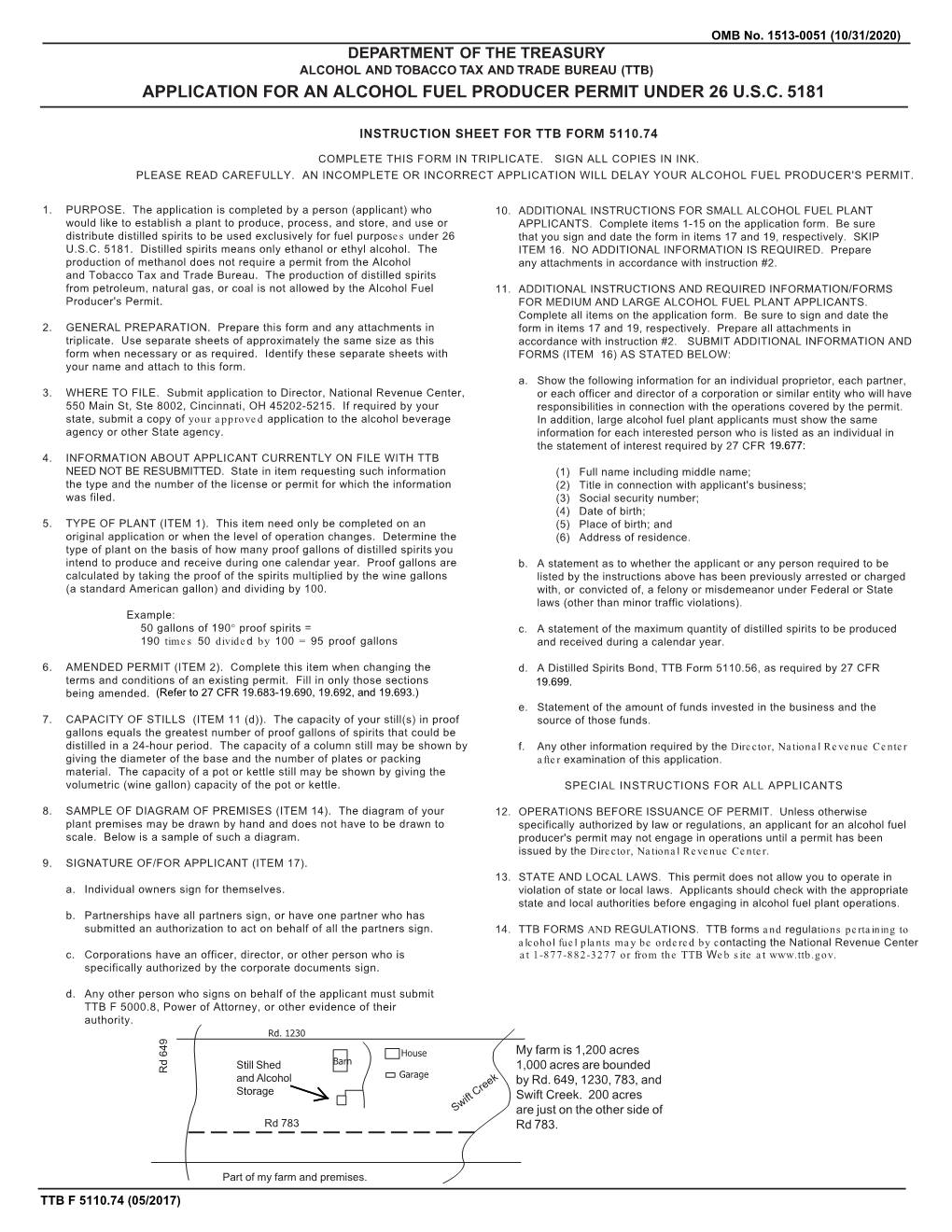 Ttb F 5110.74 Application for an Alcohol Fuel Producer