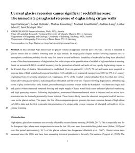 The Immediate Paraglacial Response of Deglaciating Cirque Walls