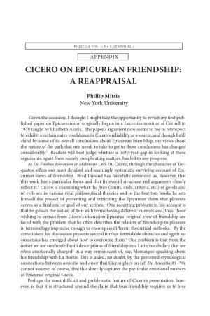 Cicero on Epicurean Friendship: a Reappraisal 109