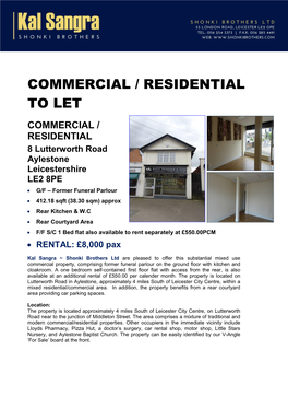 Commercial / Residential to Let