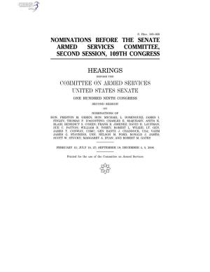 Nominations Before the Senate Armed Services Committee, Second Session, 109Th Congress