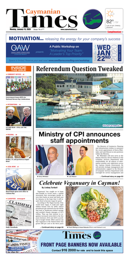 Monday, January 13, 2020 Issue No 477 Complimentary