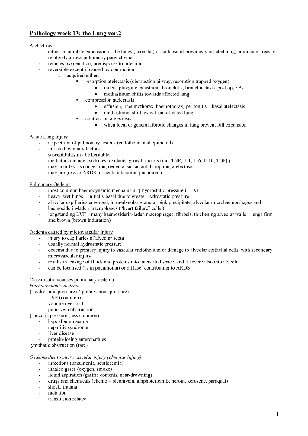 1 Pathology Week 13: the Lung Ver.2