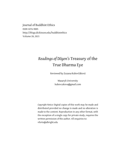 Readings of Dōgen's Treasury of the True Dharma