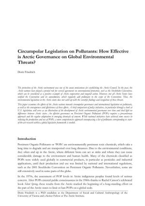 Circumpolar Legislation on Pollutants: How Effective Is Arctic Governance on Global Environmental Threats?