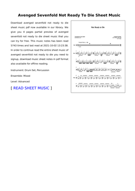 Sheet Music of Avenged Sevenfold Not Ready to Die You Need to Signup, Download Music Sheet Notes in Pdf Format Also Available for Offline Reading