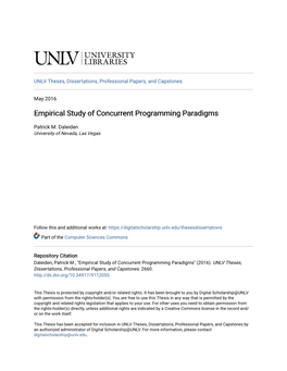 Empirical Study of Concurrent Programming Paradigms