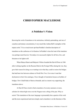 Christopher Maclehose