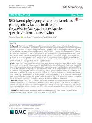 NGS-Based Phylogeny of Diphtheria-Related Pathogenicity Factors in Different Corynebacterium Spp