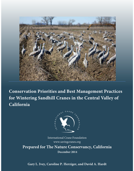 Conservation Priorities and Best Management Practices for Wintering Sandhill Cranes in the Central Valley of California
