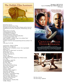 Ang Lee Crouching Tiger, Hidden Dragon 2000 120 Minutes Directed