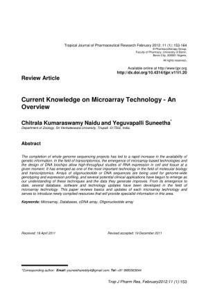 Current Knowledge on Microarray Technology - an Overview