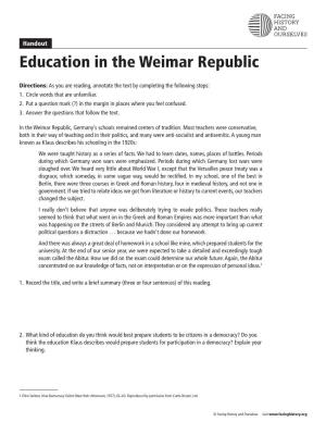 Education in the Weimar Republic