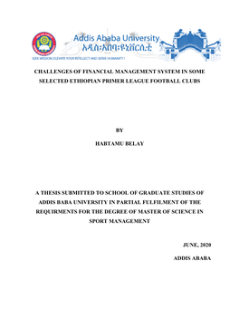 Challenges of Financial Management System in Some Selected Ethiopian Primer League Football Clubs