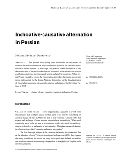 Inchoative—Causative Alternation in Persian