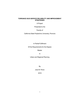 Torrance Bus Service Reliability and Improvement Strategies