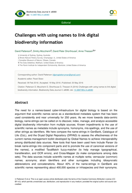 Challenges with Using Names to Link Digital Biodiversity Information
