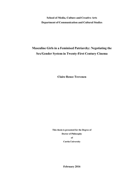 Masculine Girls in a Feminised Patriarchy: Negotiating the Sex/Gender System in Twenty-First Century Cinema