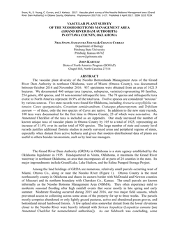 Vascular Plant Survey of the Neosho Bottoms Management Area (Grand River Dam Authority) in Ottawa County, Oklahoma