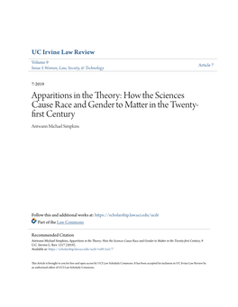 Apparitions in the Theory: How the Sciences Cause Race and Gender to Matter in the Twenty- First Century Antwann Michael Simpkins