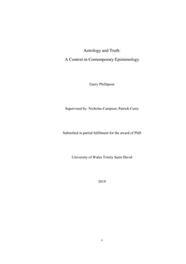 Astrology and Truth: a Context in Contemporary Epistemology