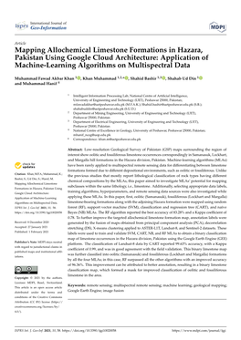 Mapping Allochemical Limestone Formations in Hazara, Pakistan Using Google Cloud Architecture: Application of Machine-Learning Algorithms on Multispectral Data