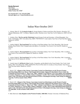 Indian Wars October 2015
